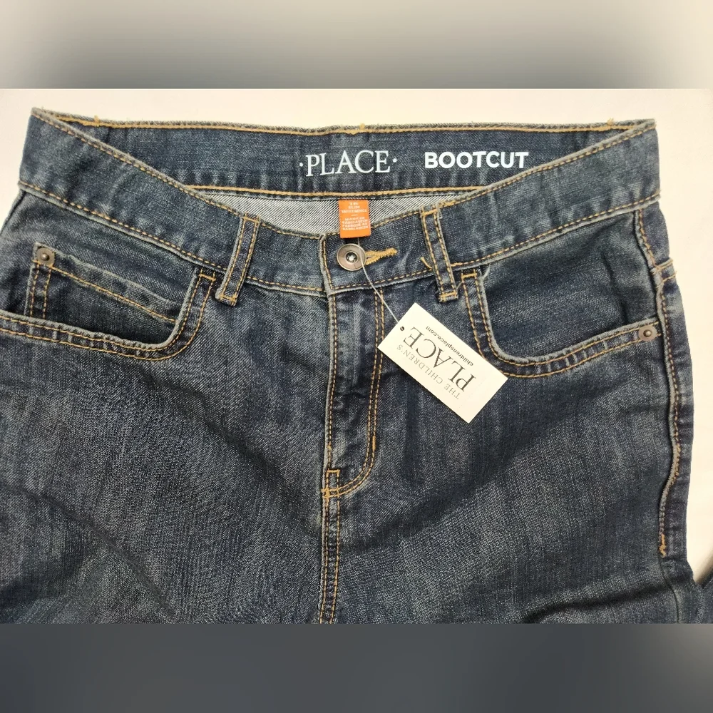 The Children's Place Boy's Bootcut Slim Adjustable Waist Jeans Size 16 Slim NWT - Picture 3 of 5